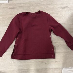 Burgundy Sweatshirt with Side Buttons